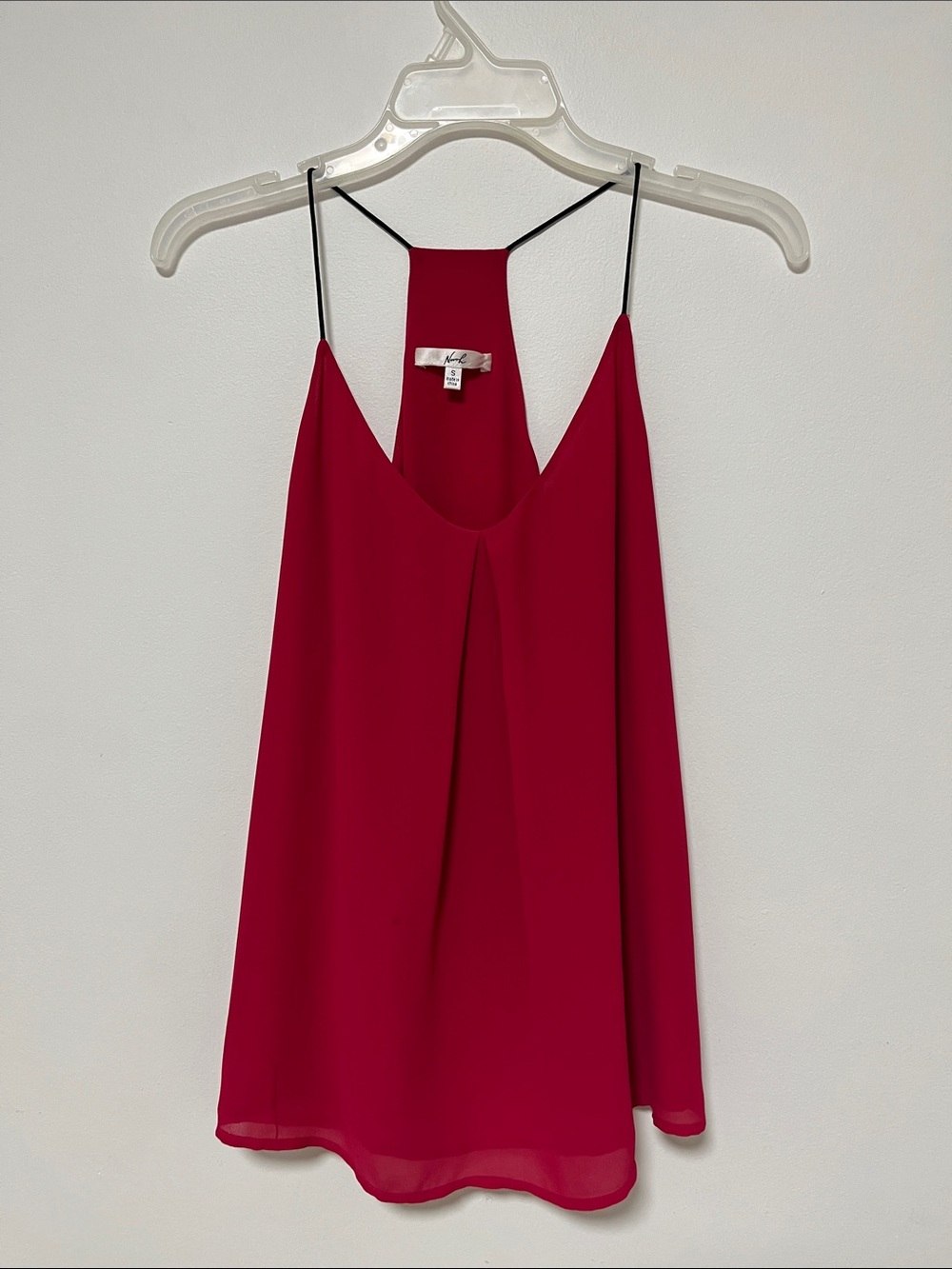 Aqua Cherry Red Spaghetti Strap Pleated Cami